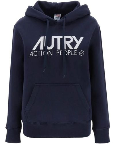 Autry Icon hoodie mit logo-stickerei - Blau