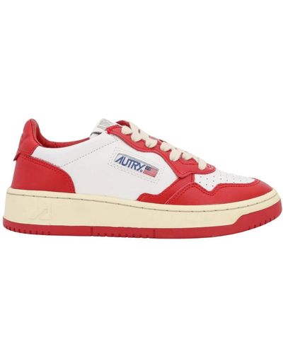 Autry Rote sneakers mit lederdetails