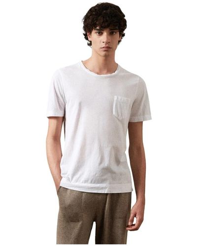 Massimo Alba Leichtes baumwoll-jersey t-shirt mit brusttasche - Weiß