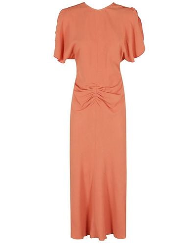 Victoria Beckham Elegantes kleid mit taillenraffung - Orange