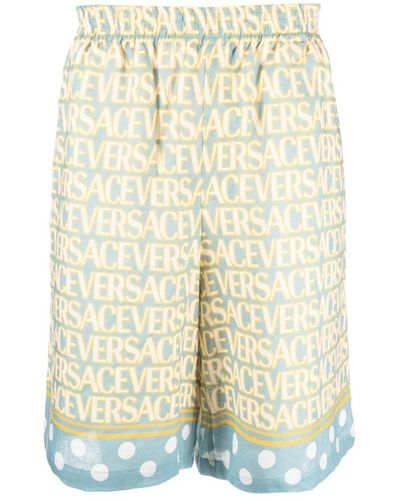 Versace Gepunktete leinen shorts - Natur