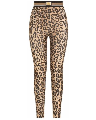 Dolce & Gabbana Leggings stampa leopardata marrone - Metallizzato
