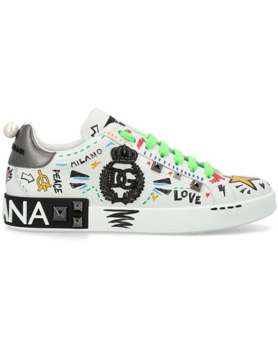 Dolce & Gabbana Sneakers Met Graffiti-print - Wit