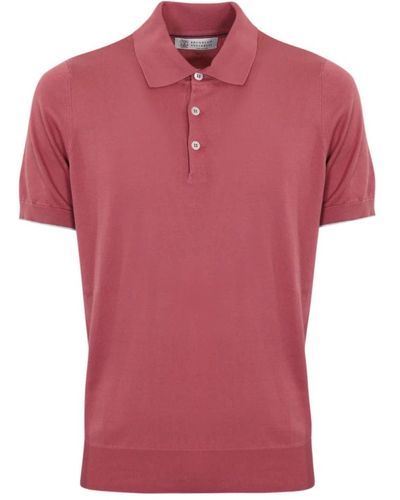 Brunello Cucinelli Baumwoll polo shirt kurzarm klassischer kragen - Pink