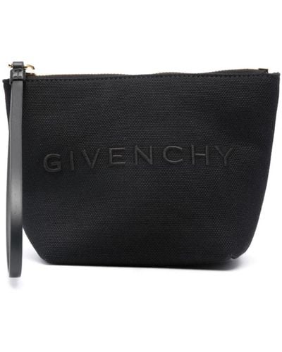 Givenchy Schwarze canvas clutch mit logo-stickerei