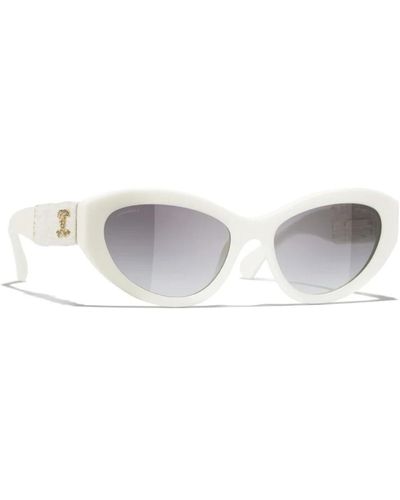 Chanel Graue gradienten-sonnenbrille mit weißem rahmen