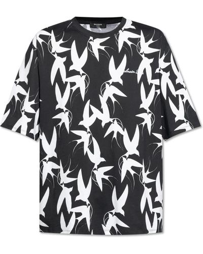 Balmain T-shirt mit vogelmotiv - Schwarz
