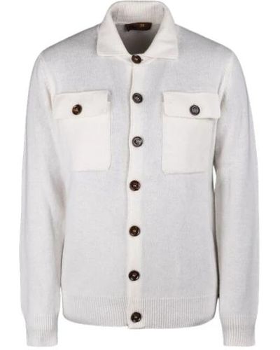 Moorer Cardigan con bottoni in superfine lana di agnello e cashmere - Bianco