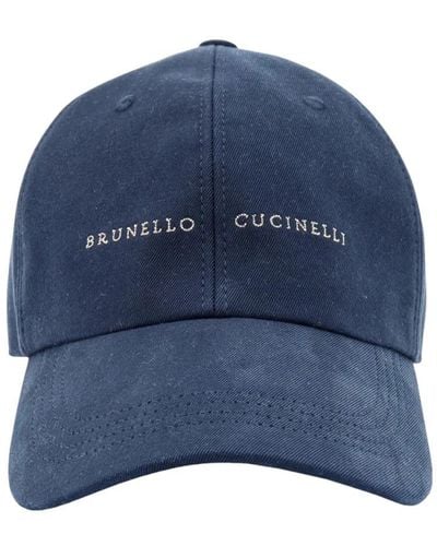Brunello Cucinelli Logo Embroidered Curved-peak Baseball Cap - Blue