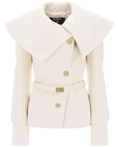 Balmain Coats > single-breasted coats - Blanc