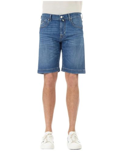 Jacob Cohen Resort label baumwoll-leinen bermuda shorts - Blau