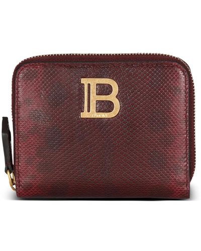 Balmain B-buzz karung leather purse - Rosso