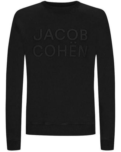 Jacob Cohen Maglione di cotone nero con logo del marchio