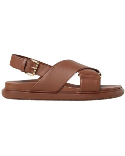 Marni Flat Sandals - Brown