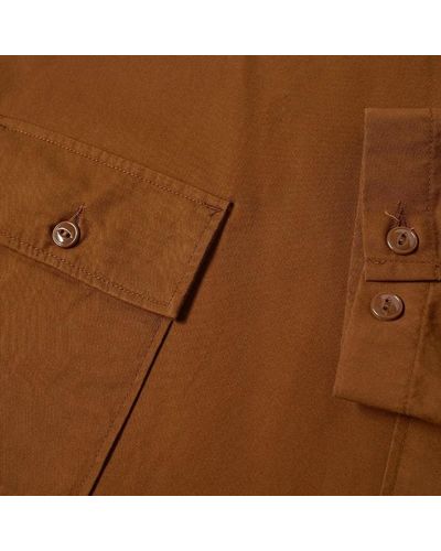 Engineered Garments Twill cagoule shirt con cappuccio levigato - Marrone