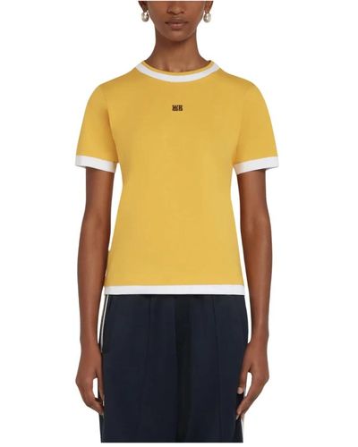 Wales Bonner Camiseta de algodón de alta calidad - Amarillo