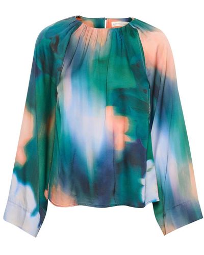Inwear Blusa con stampa astratta e effetti drappeggiati - Verde