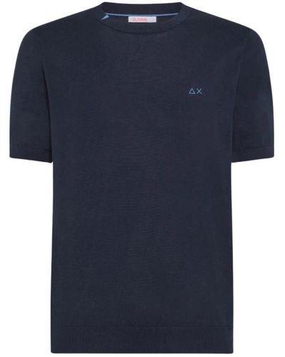 Sun 68 Einfaches strick t-shirt - Blau