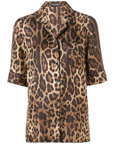 Dolce & Gabbana Seidenbluse mit leopardenmuster - Braun