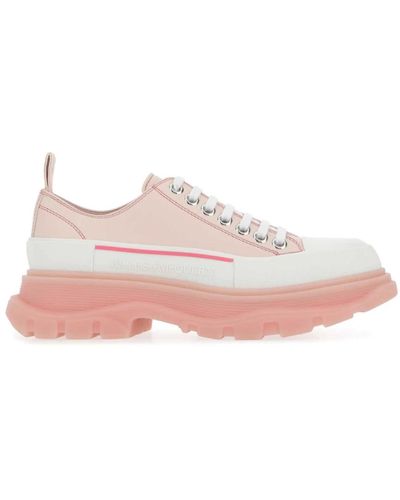 Alexander McQueen Mehrfarbige Leder- und Gummi -Tread -Slick -Sneakers - Pink