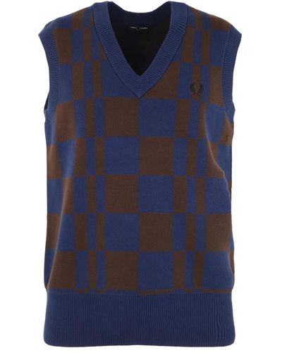 Fred Perry Fp chequerboard tank - Blu