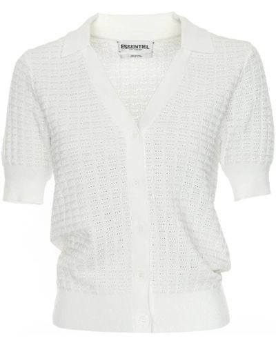 Essentiel Antwerp V-ausschnitt strickpoloshirt fabio - Weiß