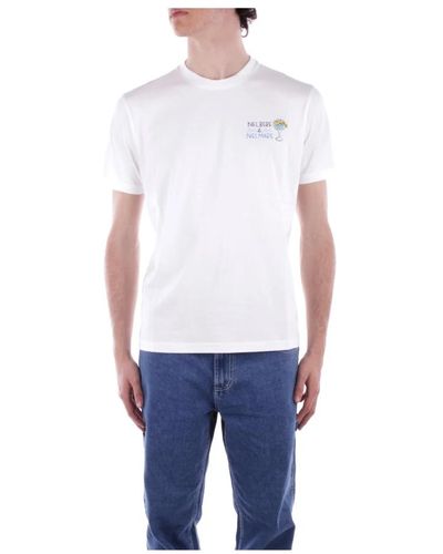 Saint Barth T-shirt logo frontale bianca cotone - Blu