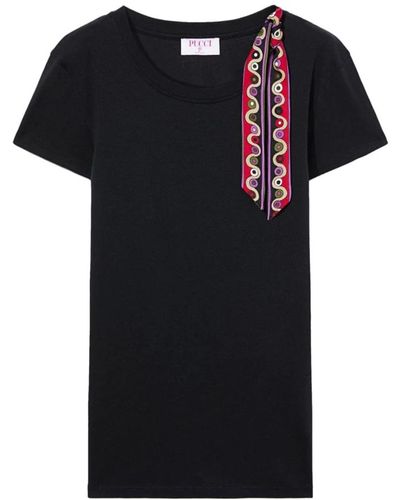 Emilio Pucci Schwarzes jersey-t-shirt mit iride-print