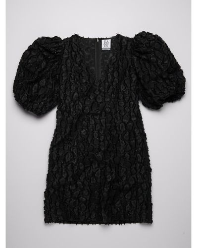 Zoe Karssen Robyn puff sleeve black leopard mini dress - Negro