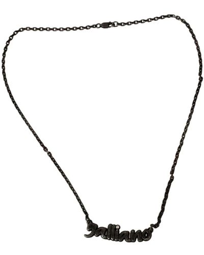 John Galliano Collana pendente charm in acciaio grigio e cristallo - Metallizzato