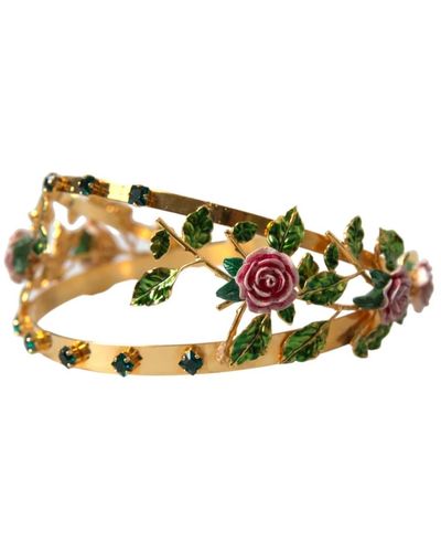 Dolce & Gabbana Oro ottone cristallo rose diadema - Metallizzato
