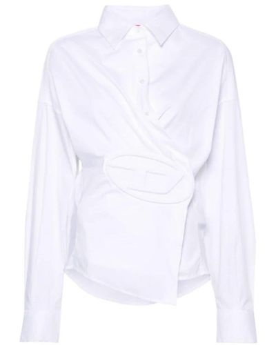 DIESEL Camicia bianca in cotone con logo - Bianco