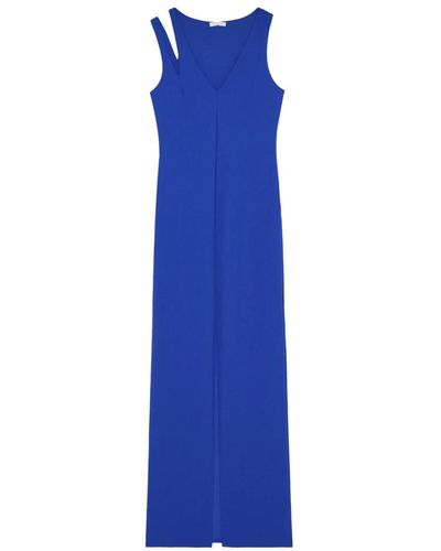 Patrizia Pepe Kleid essential technisches jersey v-ausschnitt kleid - Blau