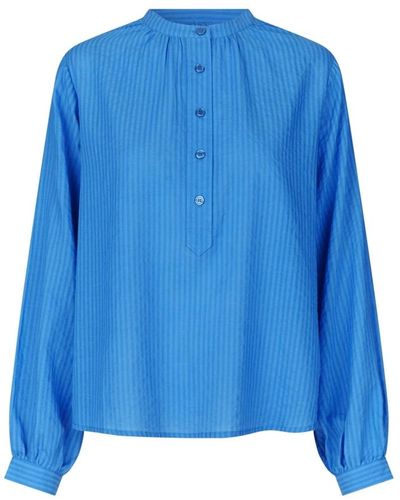 Lolly's Laundry Blau gestreiftes hemd mit puffärmeln