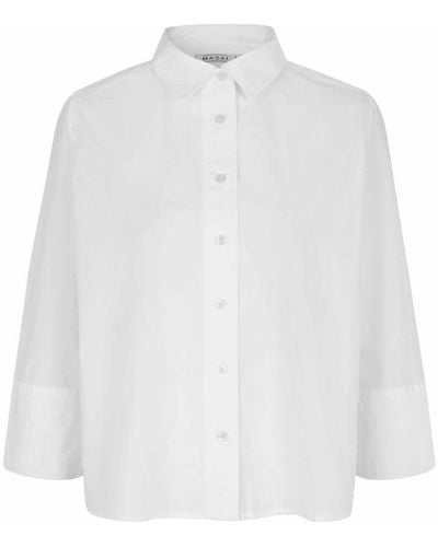 Masai Camisa elegante con mangas 3⁄4 y cierre de botones - Blanco