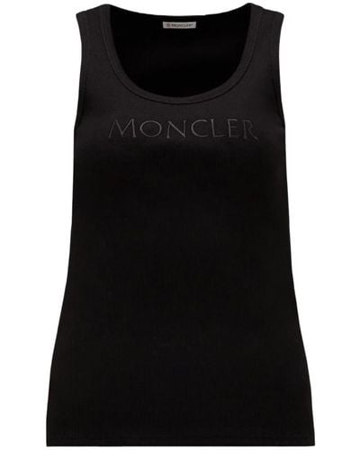 Moncler Top de canelé con logo - Negro