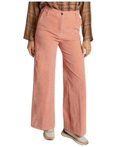 Diega Pantalones de algodón rosa de corte recto con bolsillos italianos