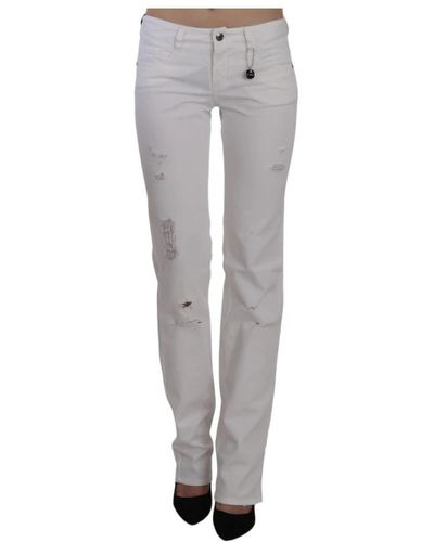 CoSTUME NATIONAL White cotton slim fit straight jeans pants - Grigio
