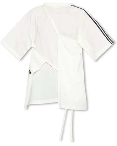 Y-3 Camiseta con detalle de corbata - Blanco