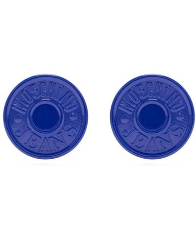 Moschino Blaue clip-ohrringe in knopfform