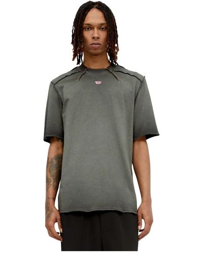 DIESEL Baumwoll-jersey t-shirt mit schulterpatches - Grau