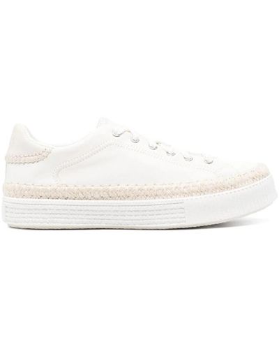 Chloé Weiße sneakers mit raffia-detail