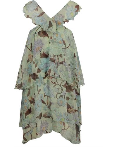 Stella McCartney Blumenmuster rüschen mini kleid - Grün