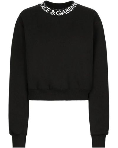Dolce & Gabbana Felpa nera con maniche lunghe e logo - Nero
