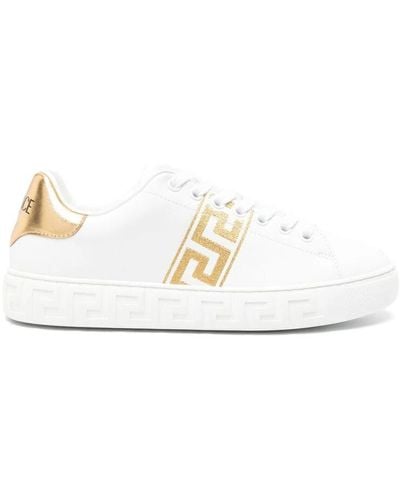 Versace Ivory gold sneakers greca bestickt - Weiß