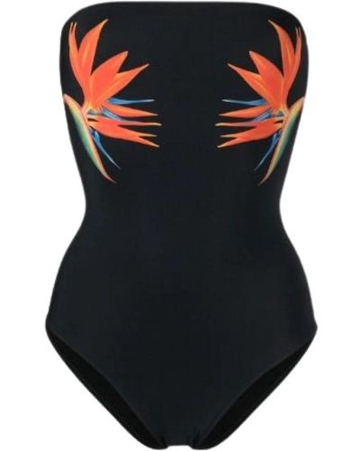 Saint Laurent Bird Of Paradise Print Swimsuit - Black