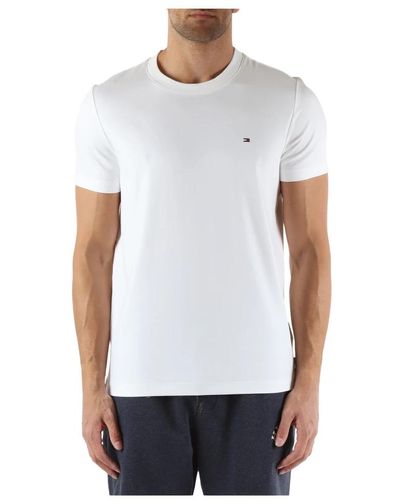 Tommy Hilfiger Slim fit baumwoll t-shirt mit frontlogo-stickerei - Weiß