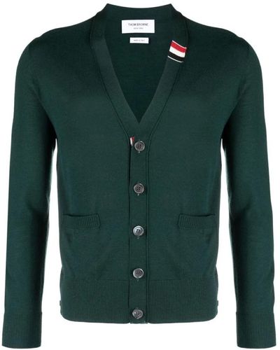 Thom Browne Cardigans,marineblauer jersey stitch cardigan mit v-ausschnitt - Grün