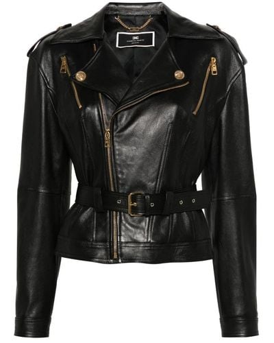 Elisabetta Franchi Leather Jackets - Black