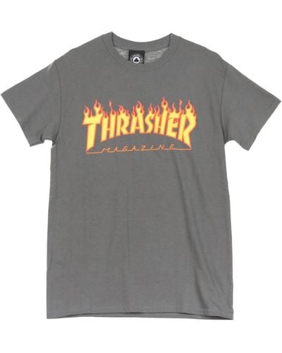 Thrasher Flames-T-Shirt - Grau